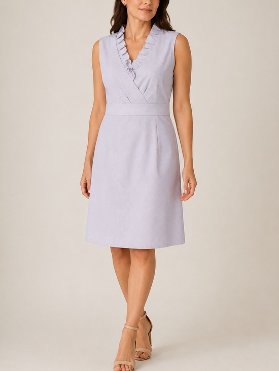 Alex Marie Dresses & Skirts - Alex Marie JUDY Sleeveless Ruffle V-neck Pencil Purple Iris Stripe Dress 14